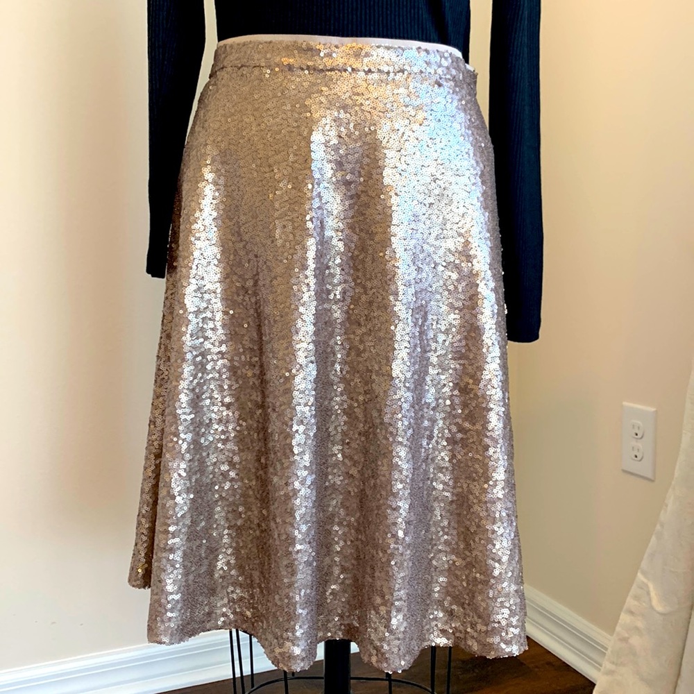 Ann Taylor sequin champagne gold skirt.